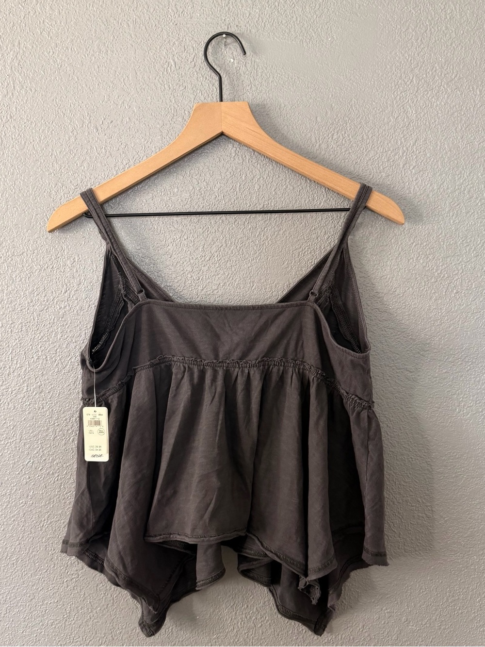 aerie Charcoal Gray Spaghetti Strap V-Neck Tank Top - Picture 3 of 7